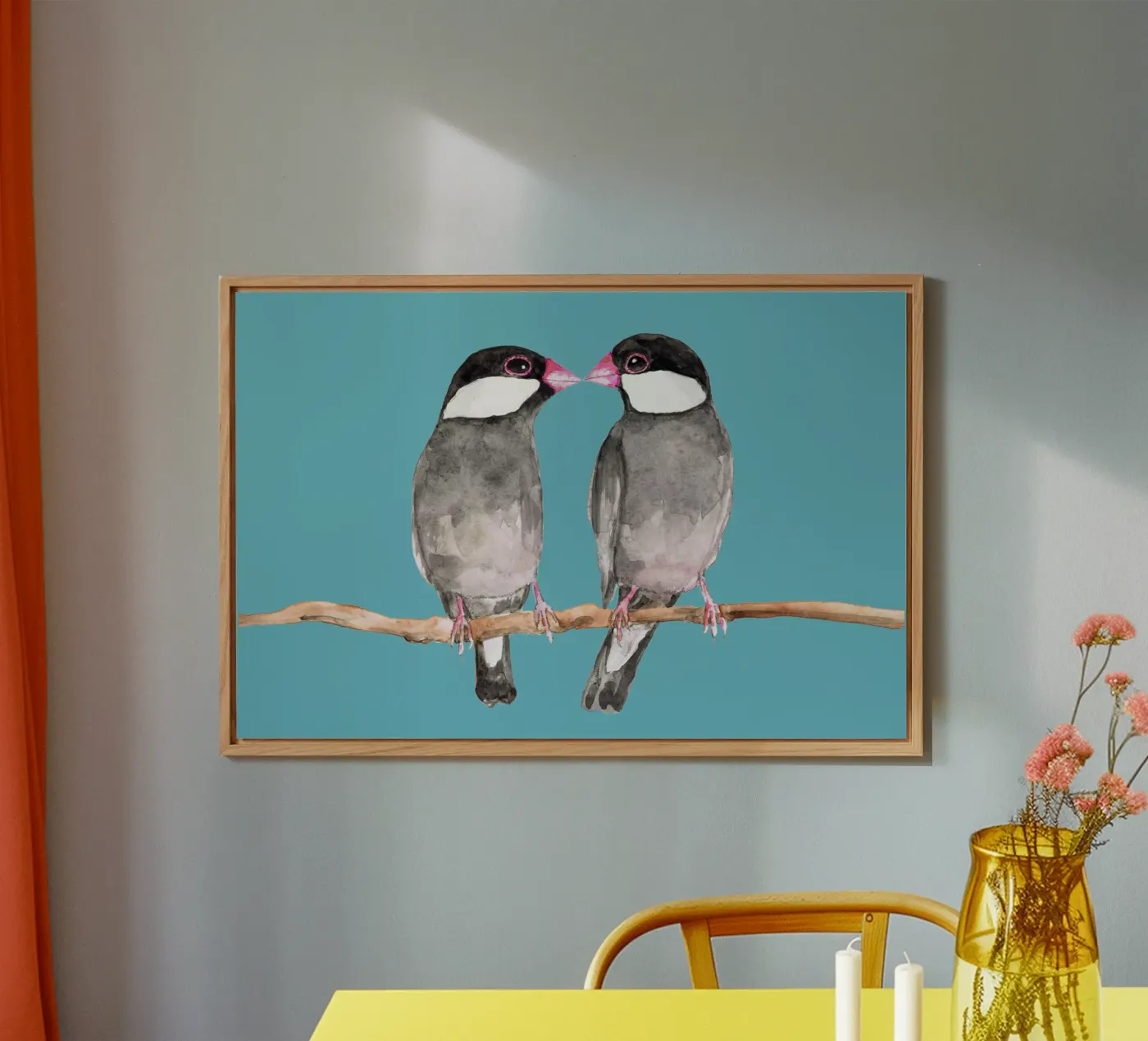 Two kissing Java sparrows forex plate by BwiseLizzy