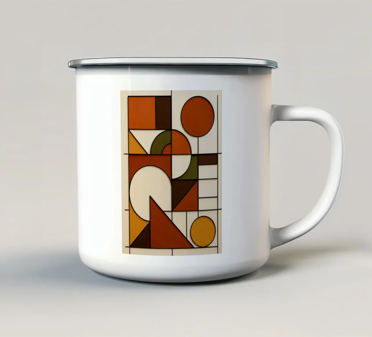Bauhaus abstracte compositie emaille mok van ARTOMATIC