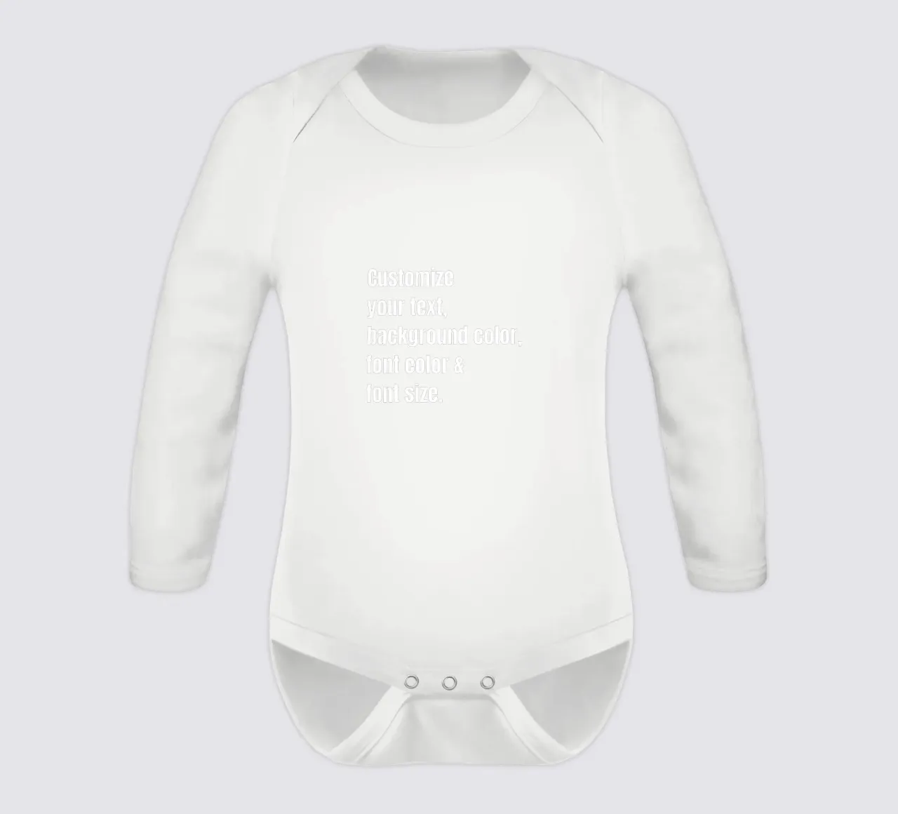 Customize text, background color, font and font size long-sleeve baby romper by RB-Quotes