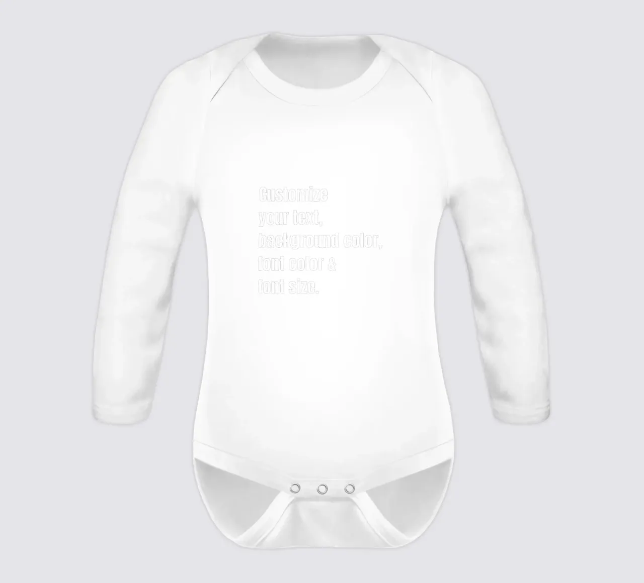 Customize text, background color, font and font size long-sleeve baby romper by RB-Quotes