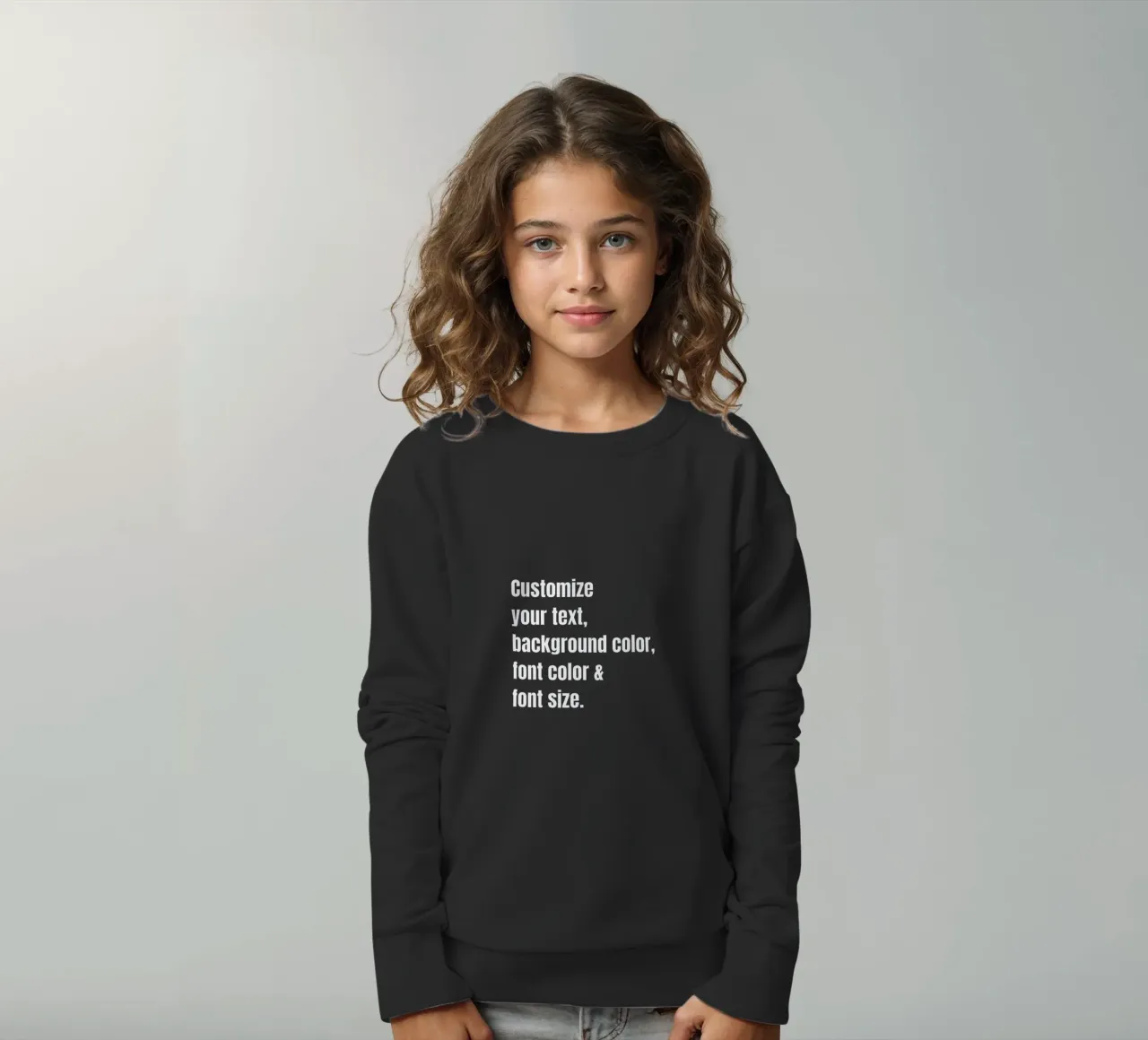 Customize text, background color, font and font size kids sweatshirt by RB-Quotes