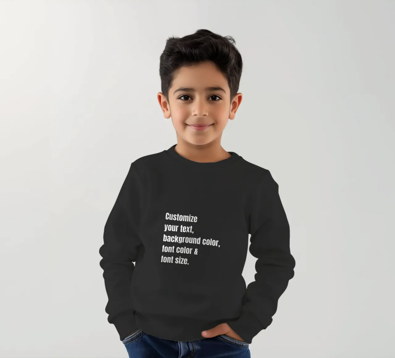 Customize text, background color, font and font size kids sweatshirt by RB-Quotes