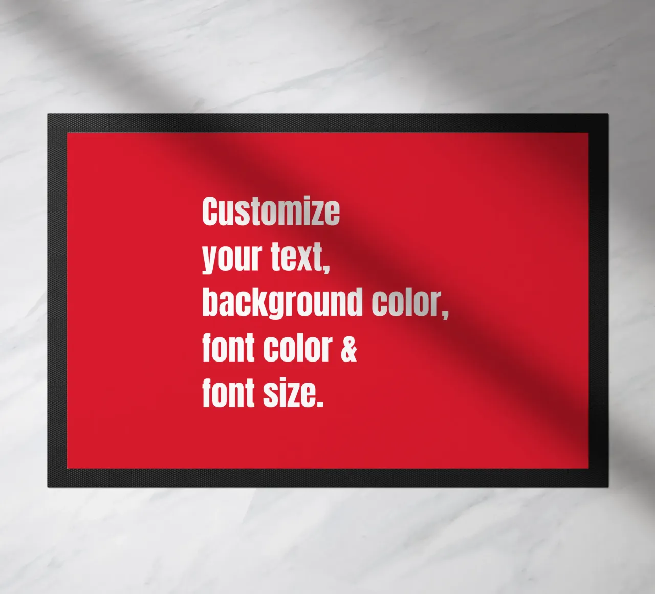 Customize text, background color, font and font size doormat by RB-Quotes