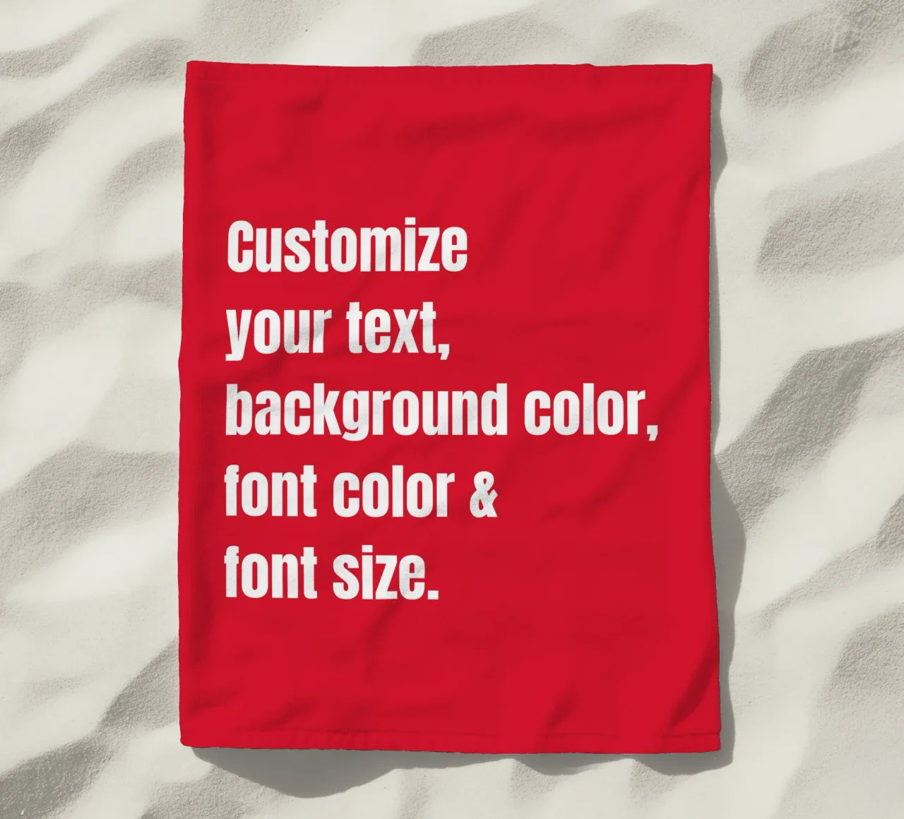 Customize text, background color, font and font size beach towel by RB-Quotes
