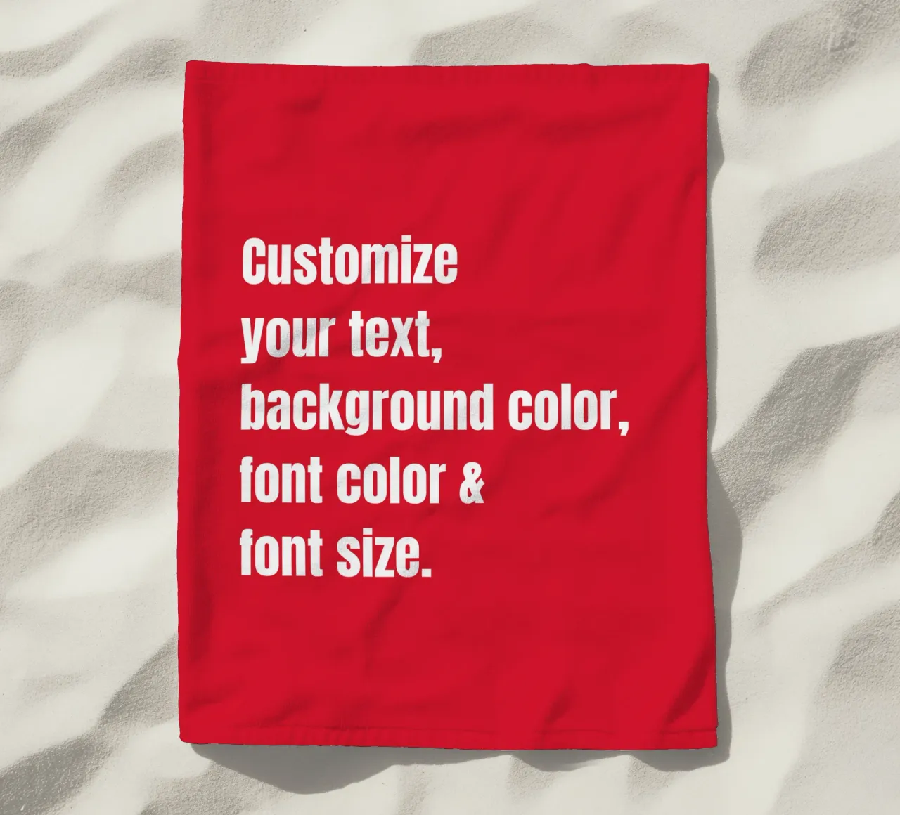 Customize text, background color, font and font size beach towel by RB-Quotes