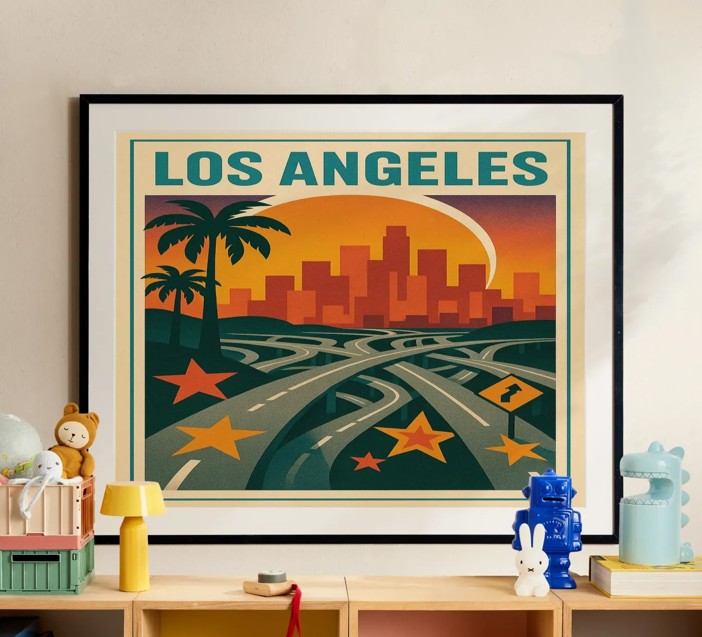 Los Angeles retro - Vintage sunset poster poster by JETLAG | affiches voyage