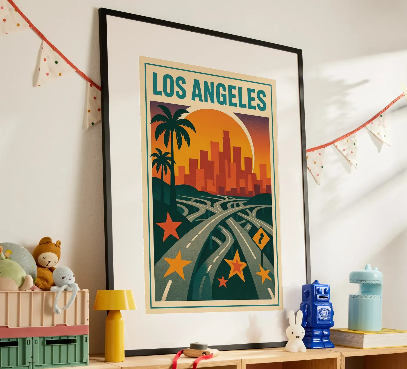 Los Angeles retro - Vintage sunset poster poster by JETLAG | affiches voyage