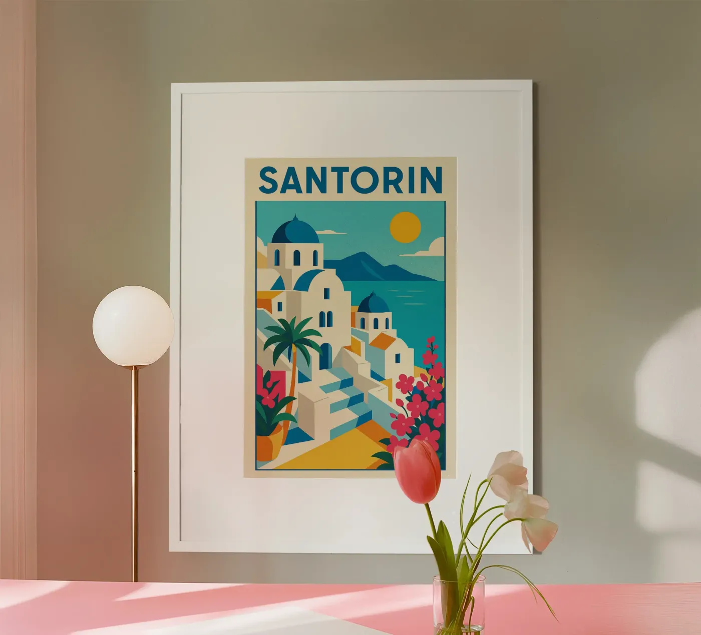 Santorini - Vintage poster of sunny Greece poster by JETLAG | affiches voyage
