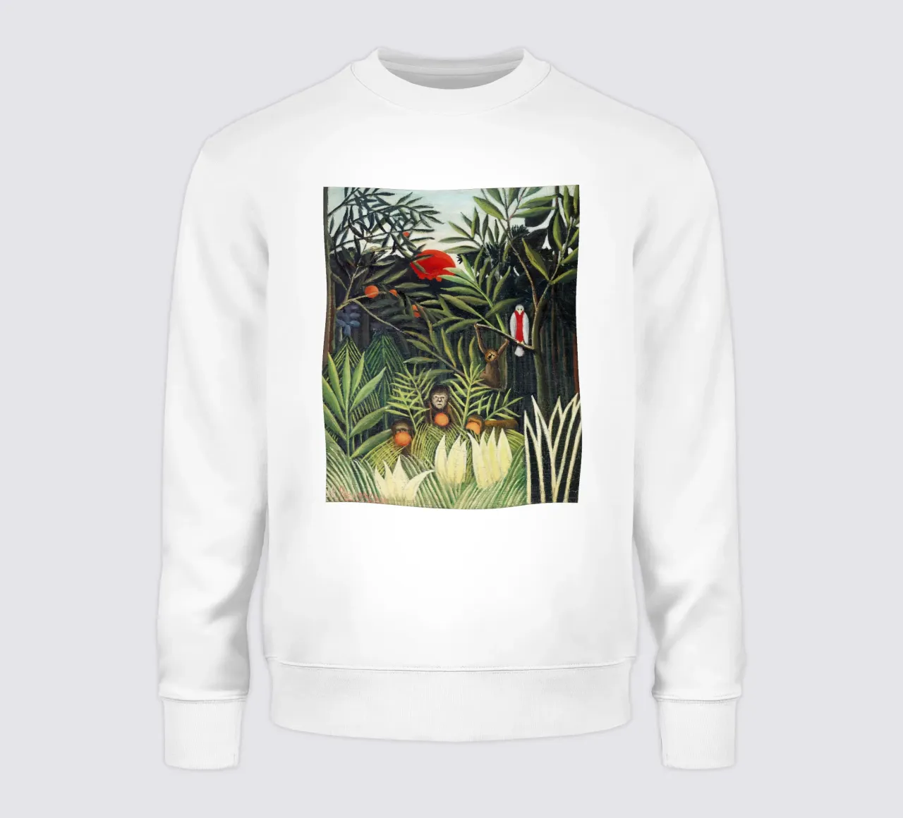 Scimmie e pappagalli nella foresta vergine di Henri Rousseau felpa da Classic Art Prints