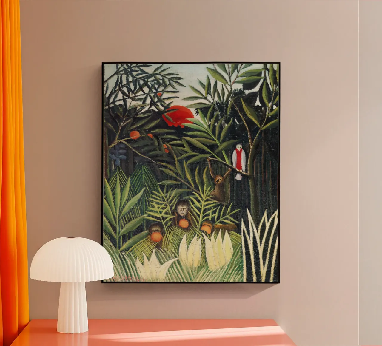 Scimmie e pappagalli nella foresta vergine di Henri Rousseau plexiglass da Classic Art Prints