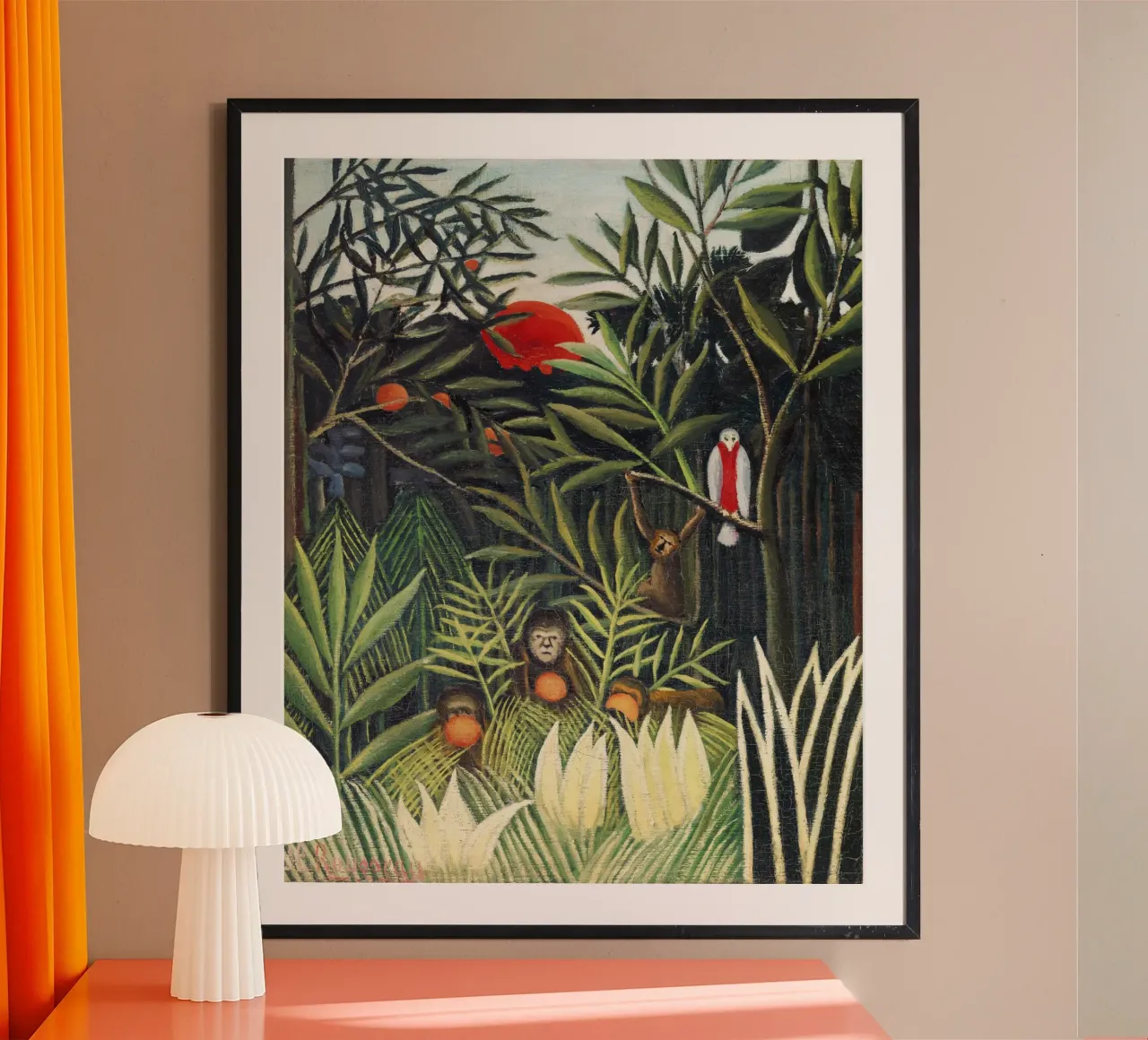 Scimmie e pappagalli nella foresta vergine di Henri Rousseau carta hahnemühle da Classic Art Prints