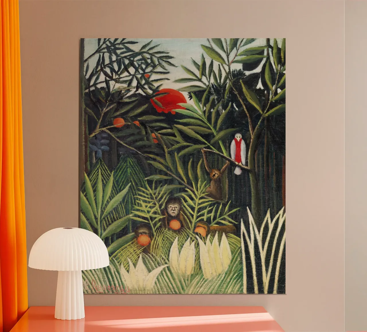 Scimmie e pappagalli nella foresta vergine di Henri Rousseau carta hahnemühle da Classic Art Prints