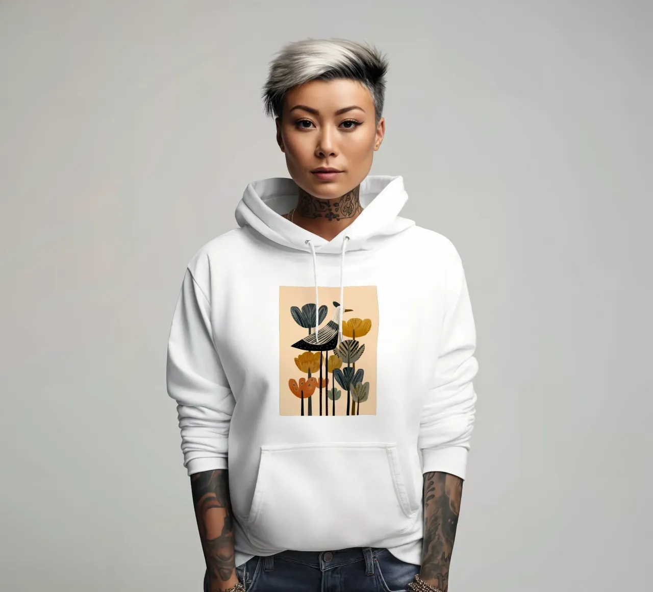 The Blooming Bird felpa con cappuccio da cityart