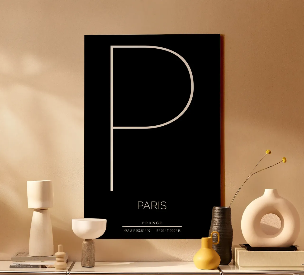 PARIS - noir canvas met Baklijst van CityLights