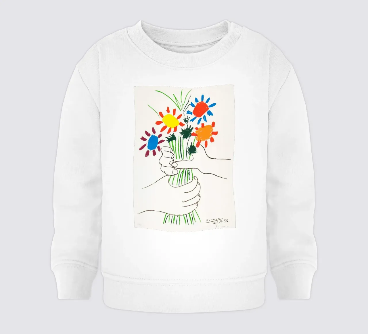 due mani che tengono un fiore di Picasso felpa neonato da eternal nino