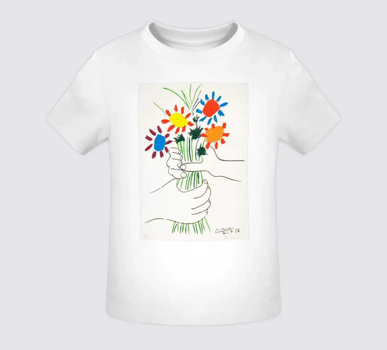 due mani che tengono un fiore di Picasso maglietta neonato da eternal nino