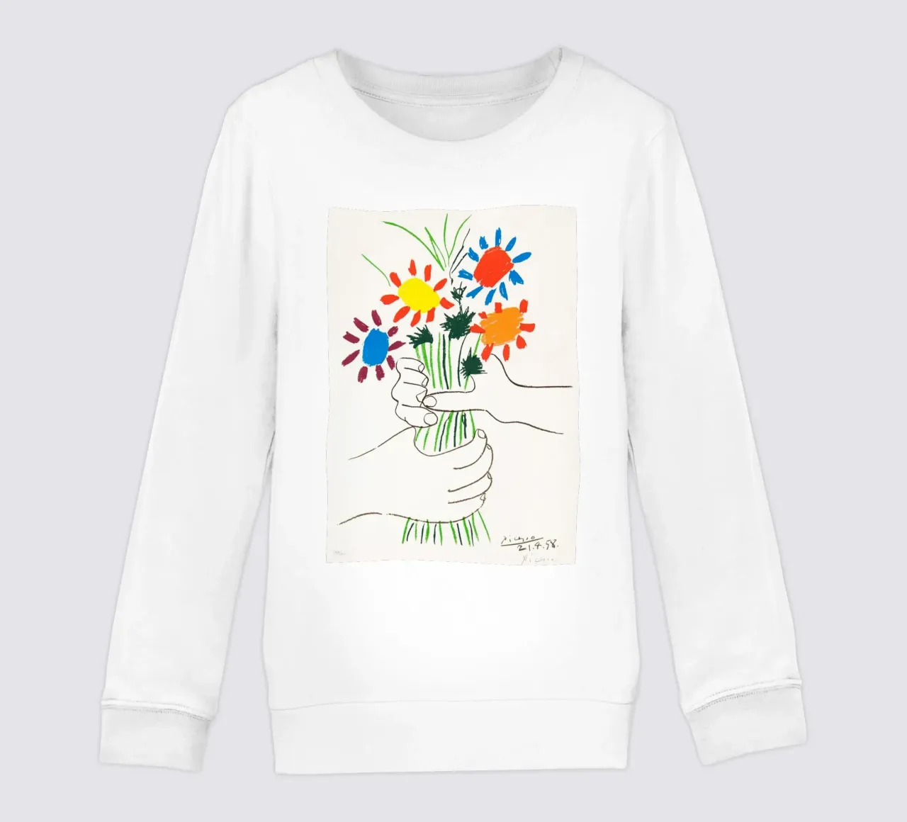 due mani che tengono un fiore di Picasso felpa bambino da eternal nino