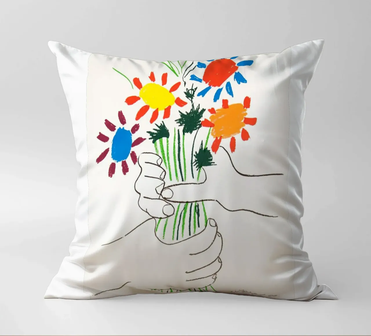 due mani che tengono un fiore di Picasso cuscino da eternal nino