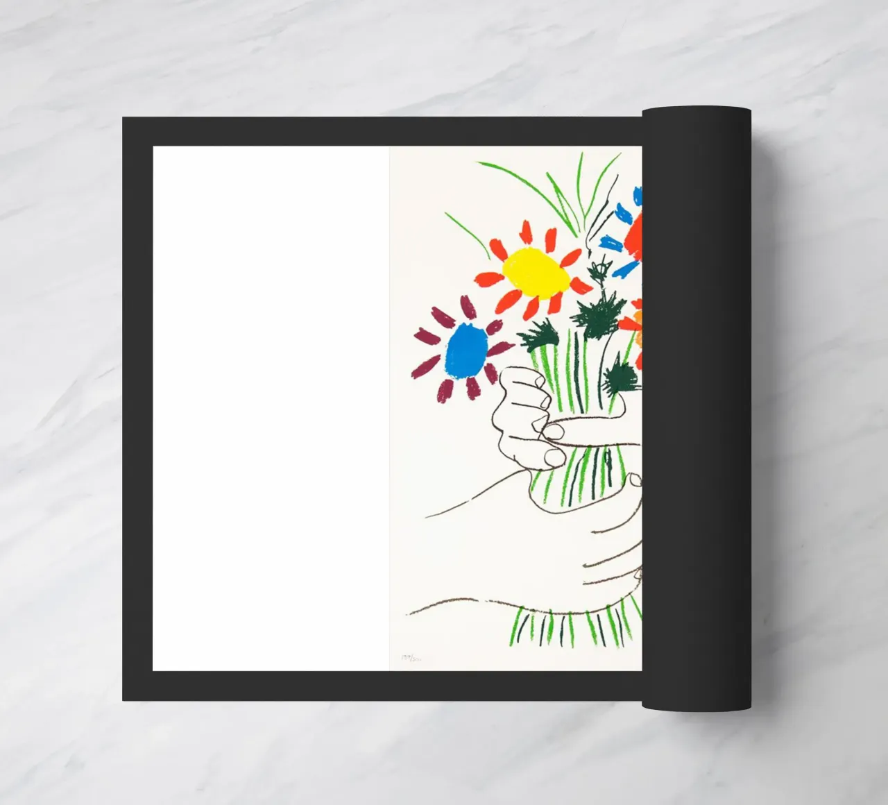 due mani che tengono un fiore di Picasso zerbino da eternal nino