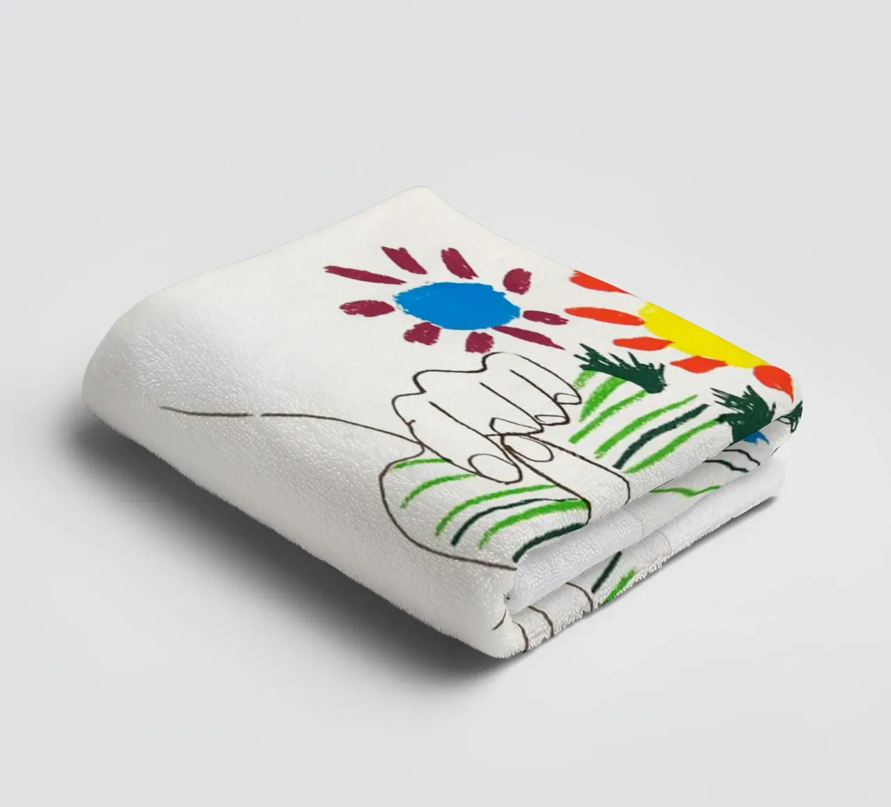 due mani che tengono un fiore di Picasso asciugamano da bagno da eternal nino