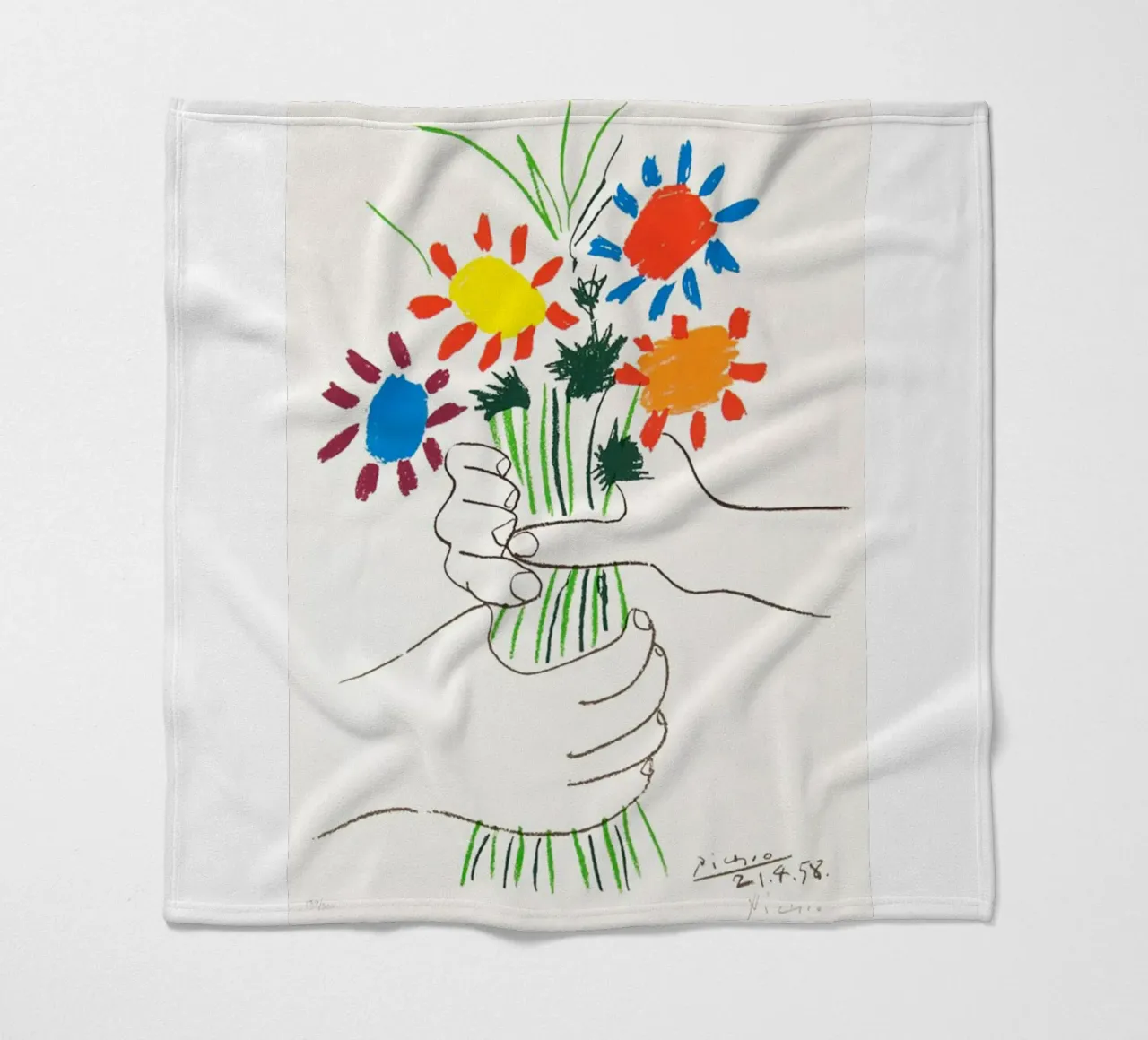 due mani che tengono un fiore di Picasso coperta in pile da eternal nino