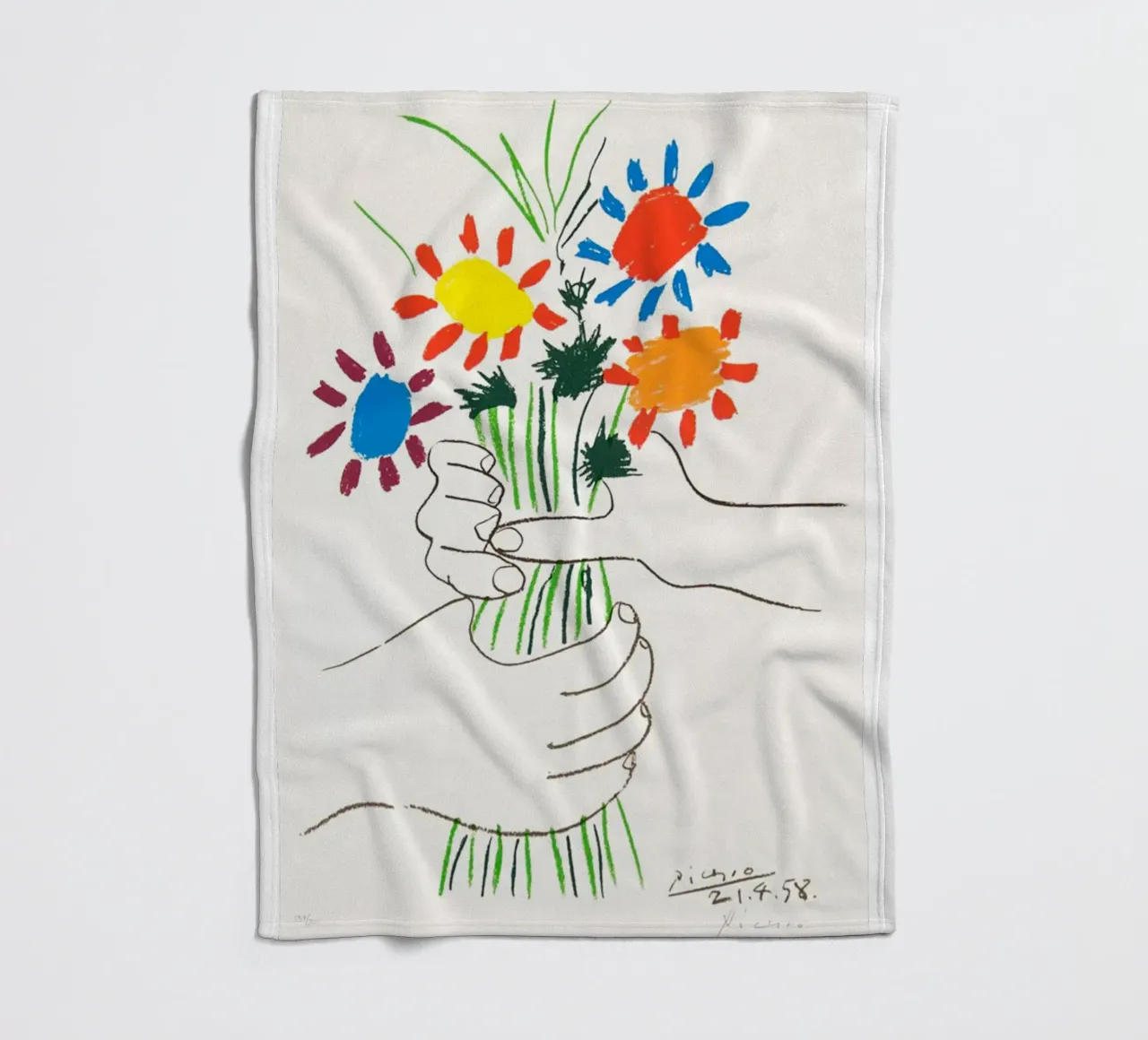 due mani che tengono un fiore di Picasso coperta in pile da eternal nino