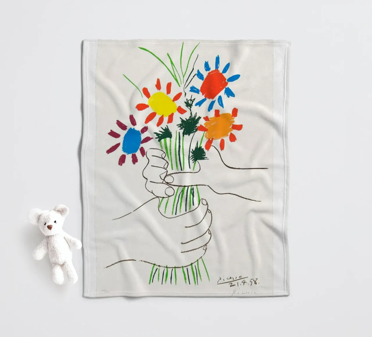 due mani che tengono un fiore di Picasso coperta in pile da eternal nino