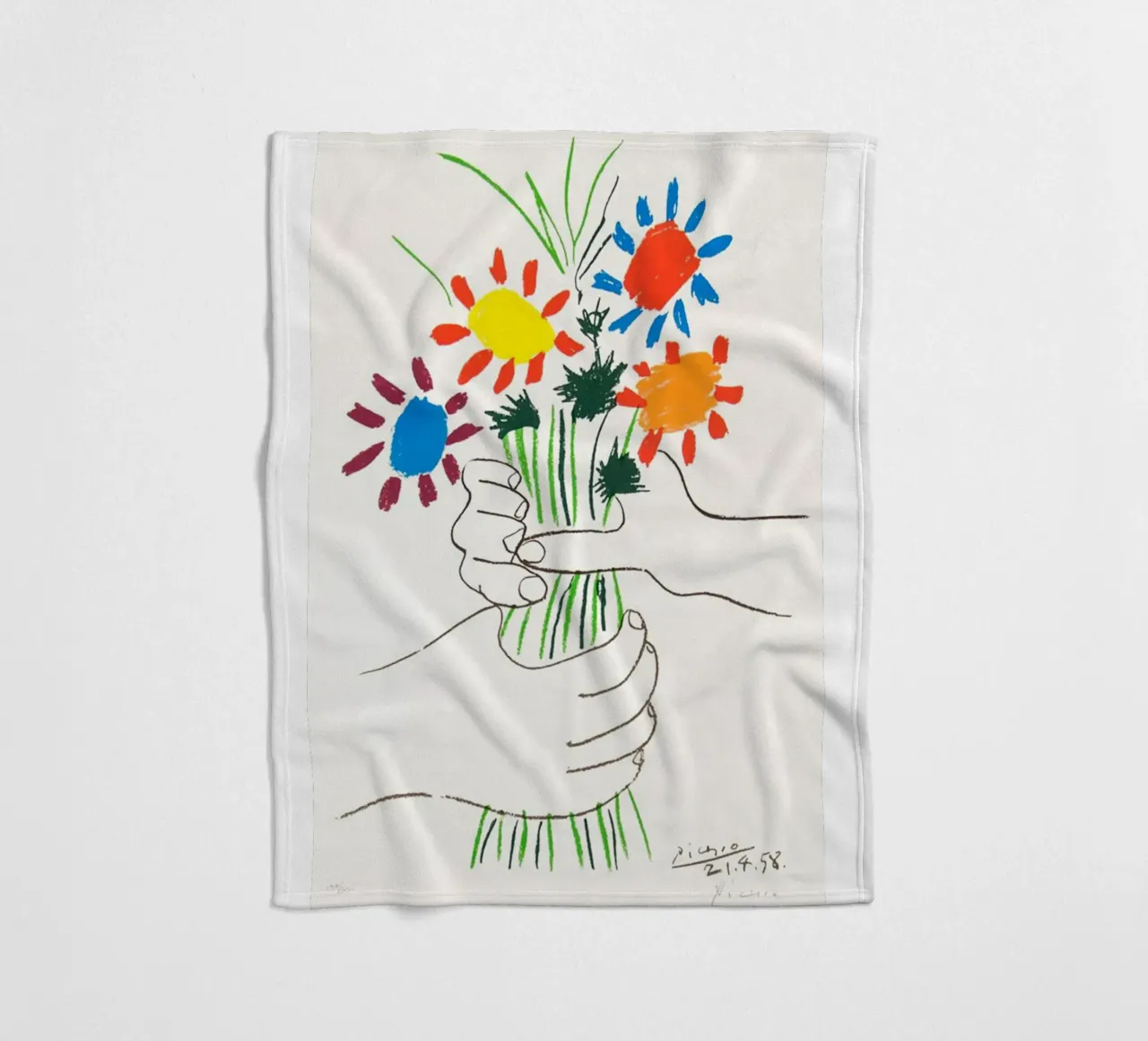 due mani che tengono un fiore di Picasso coperta in pile da eternal nino