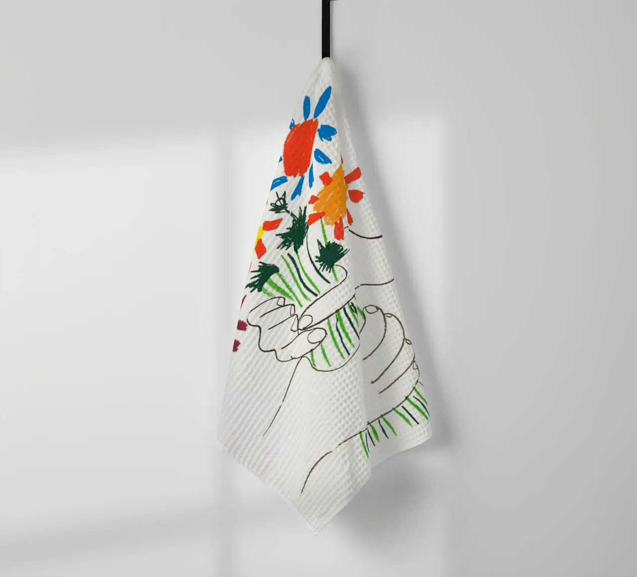 due mani che tengono un fiore di Picasso canovaccio da cucina da eternal nino