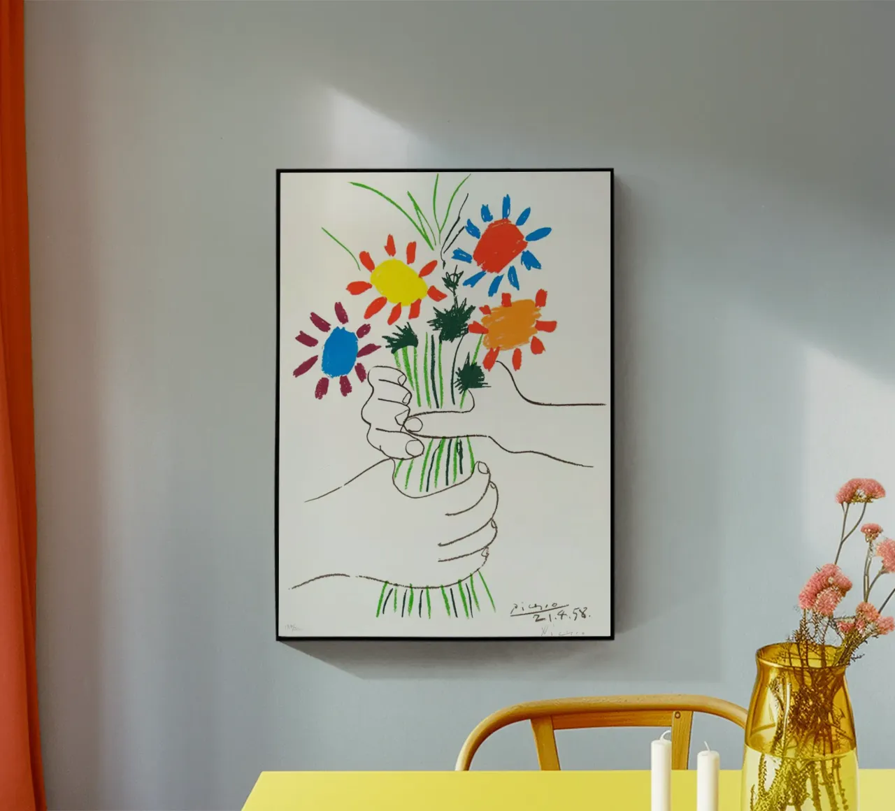 due mani che tengono un fiore di Picasso plexiglass da eternal nino