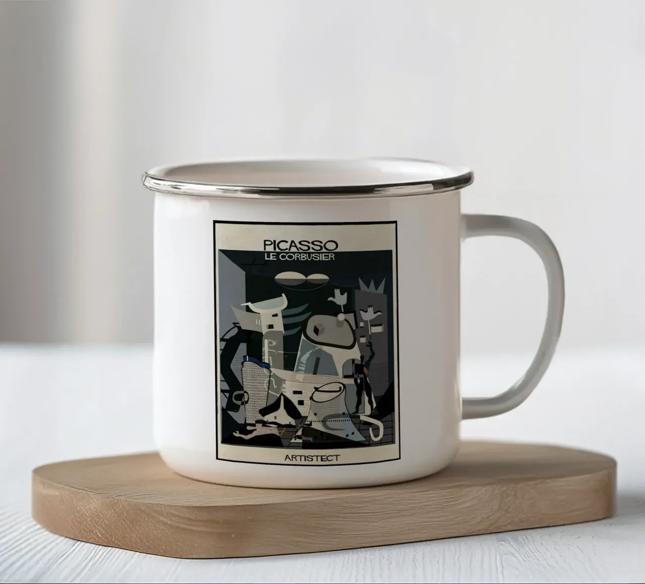 pittura astratta di Pablo Picasso tazza in smalto da eternal nino