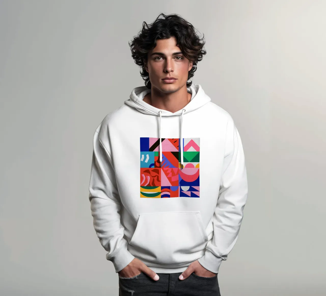 Gioco di colori di metà secolo felpa con cappuccio da Katarsis Mann