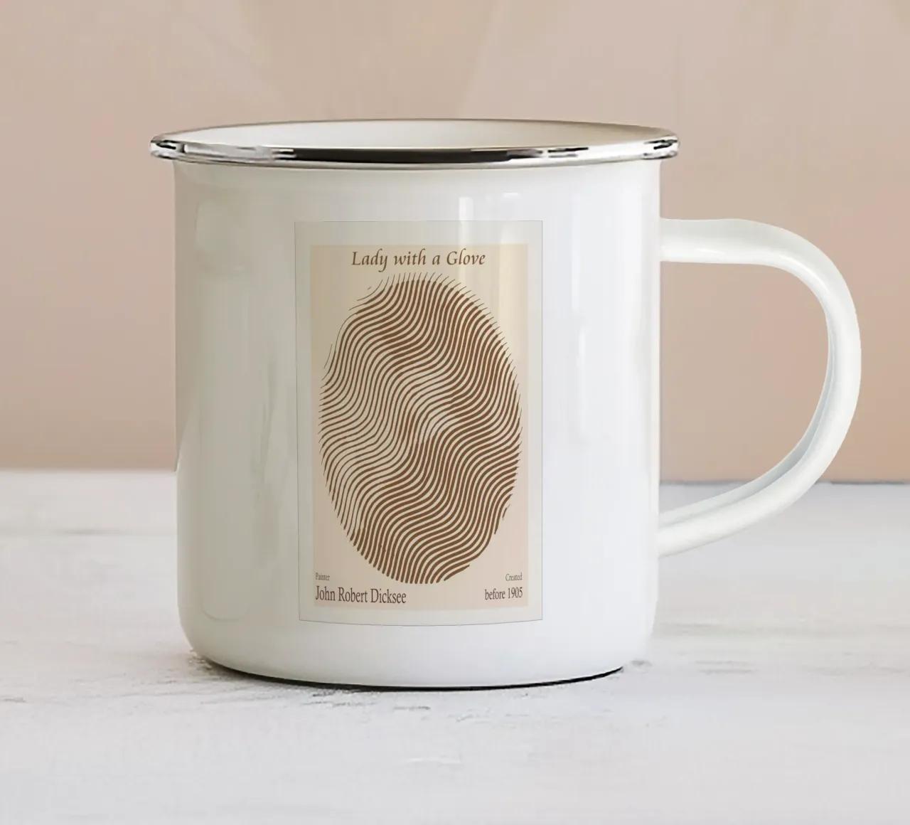 La signora con il guanto - John Robert Dicksee tazza in smalto da Doa Project