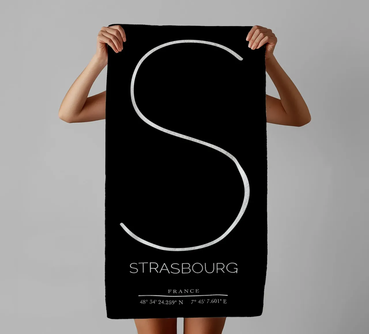 STRASBOURG - noir asciugamano da bagno da CityLights