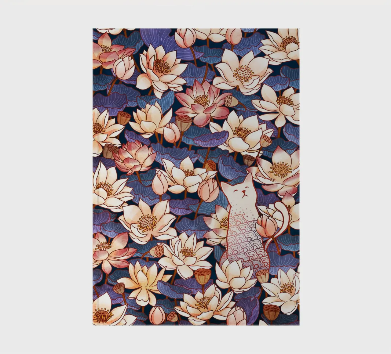 White Cat and Lotus notebook by Junior Harrington
