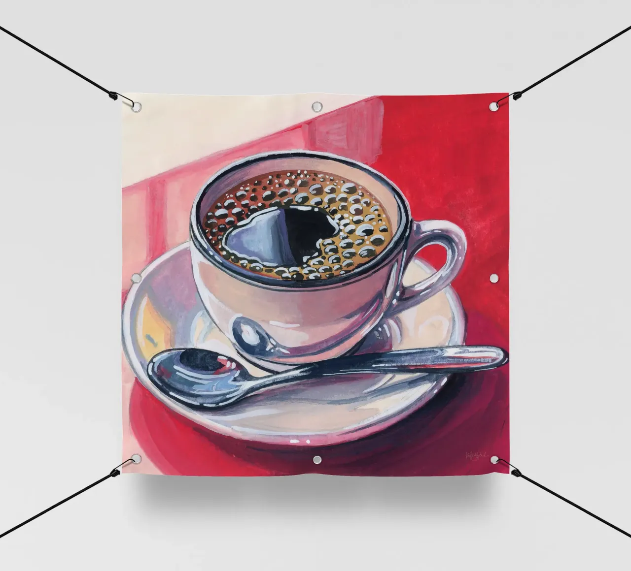 Caffè nero sul bancone telo in pvc da John Boss
