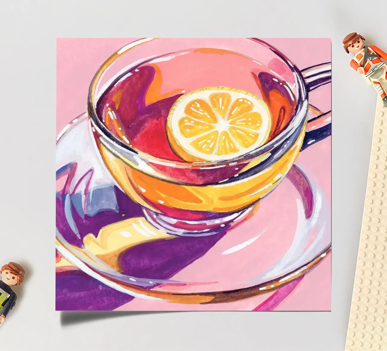Klare Tasse Tee mit Zitrone Stickerbogen von John Boss