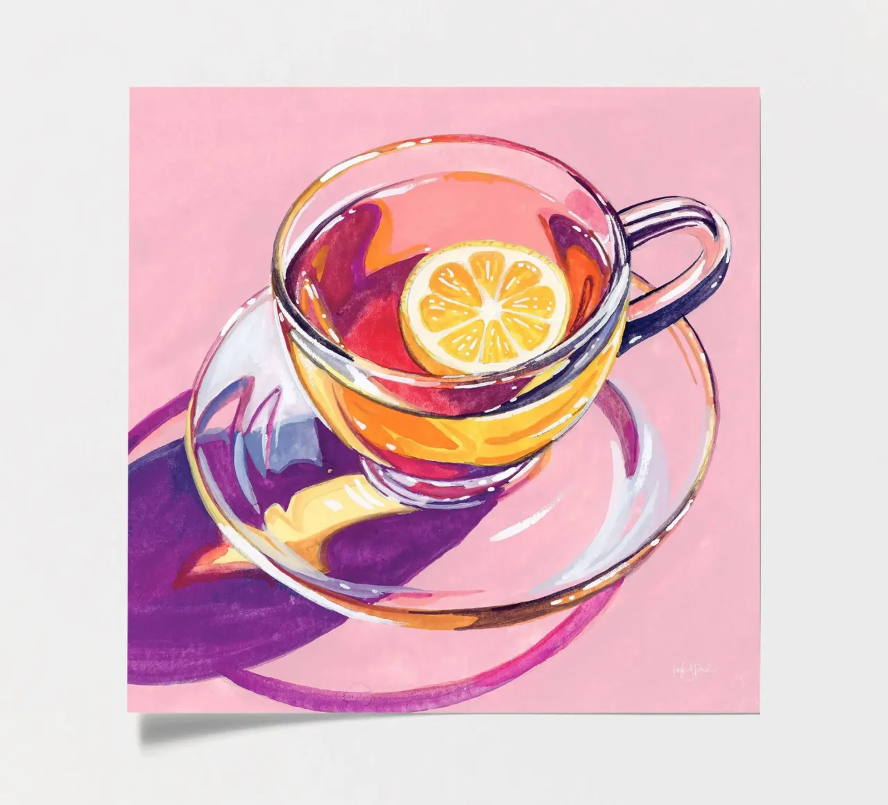 Klare Tasse Tee mit Zitrone Stickerbogen von John Boss