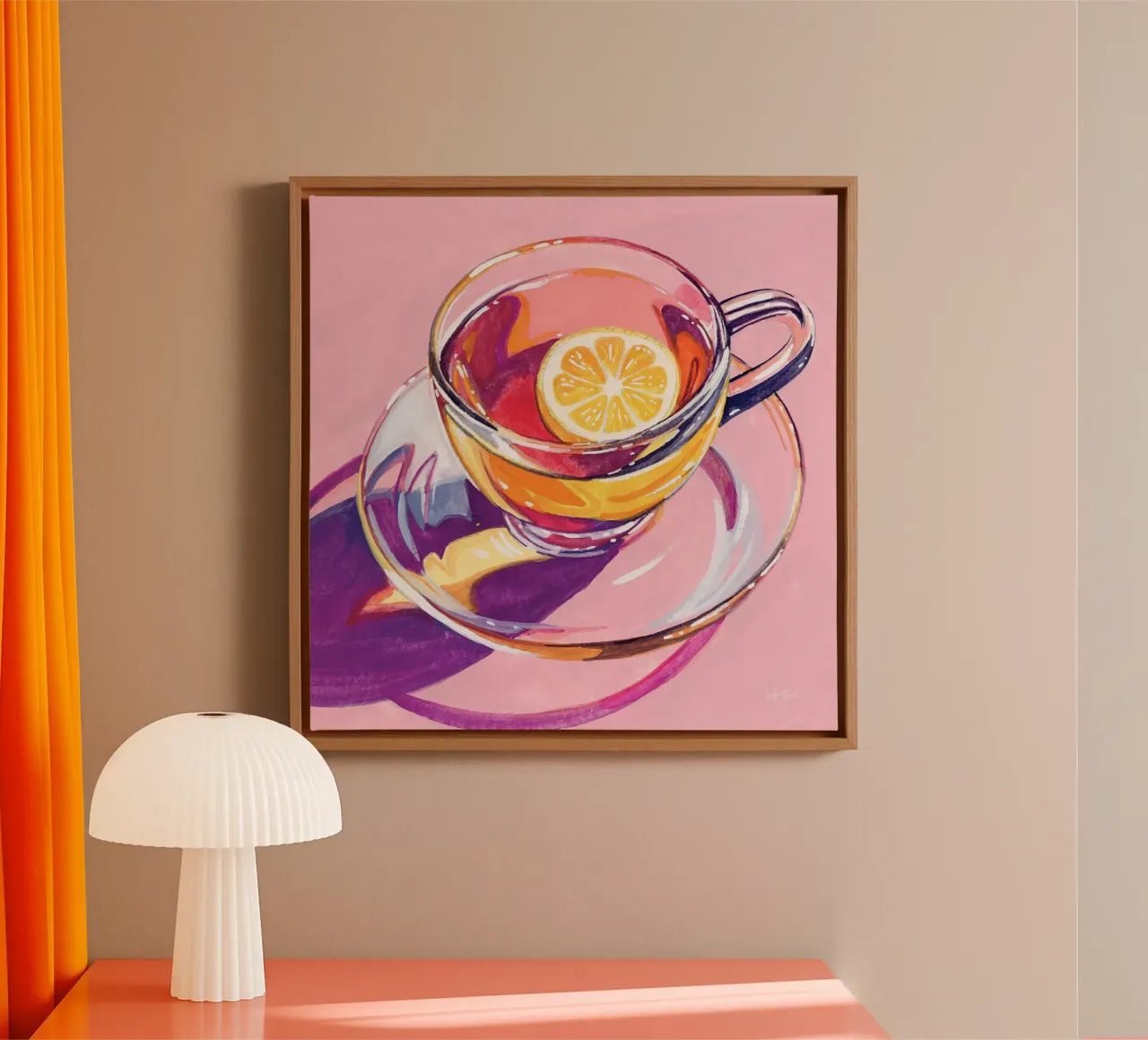 Klare Tasse Tee mit Zitrone Leinwand von John Boss