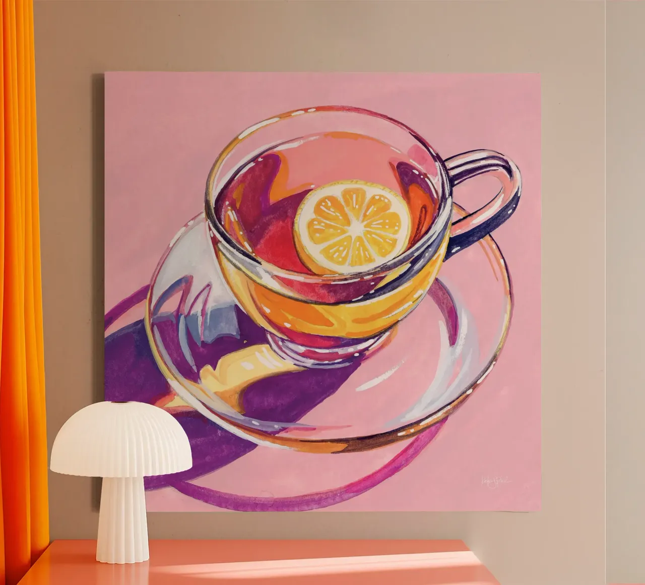 Klare Tasse Tee mit Zitrone Leinwand von John Boss