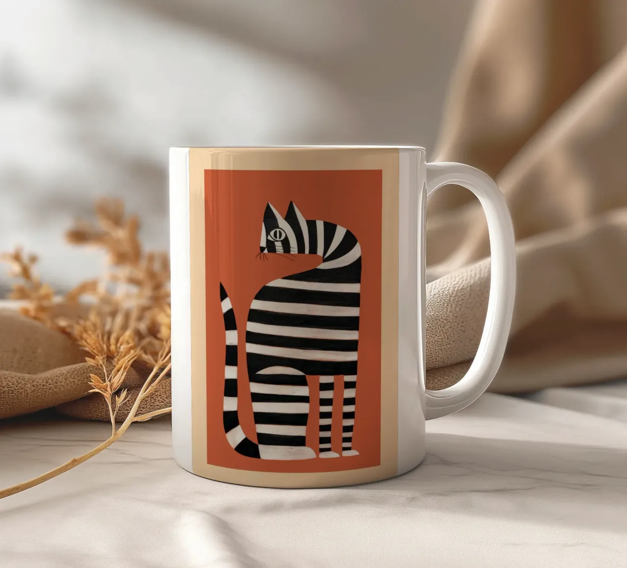 The Striped Cat II tazza in ceramica da cityart