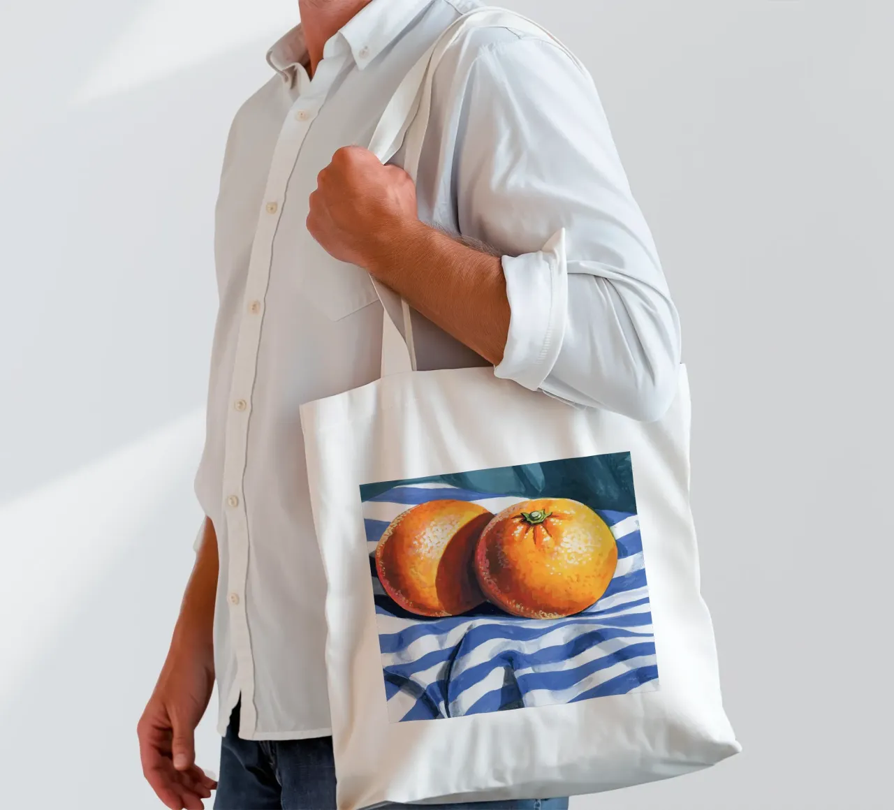 Arance su tessuto a righe borsa in juta da John Boss