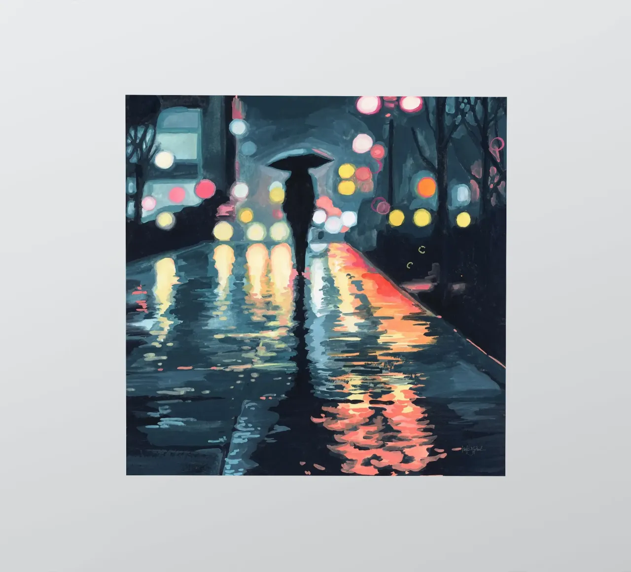 Passeggiata in una notte di pioggia adesivo da John Boss
