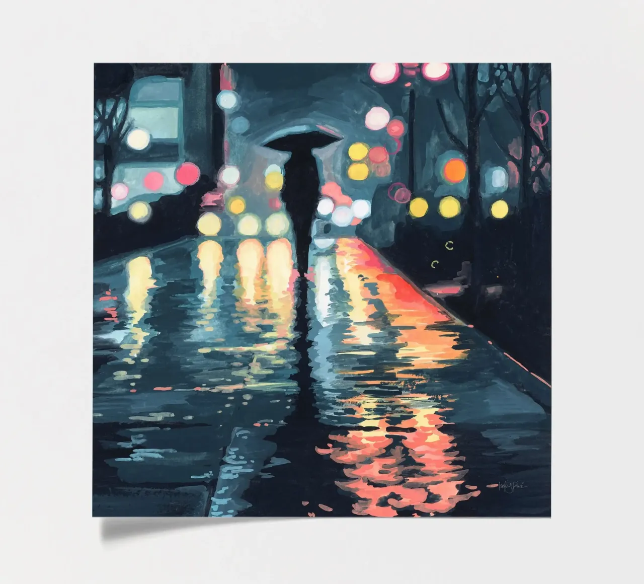 Passeggiata in una notte di pioggia foglio adesivo da John Boss
