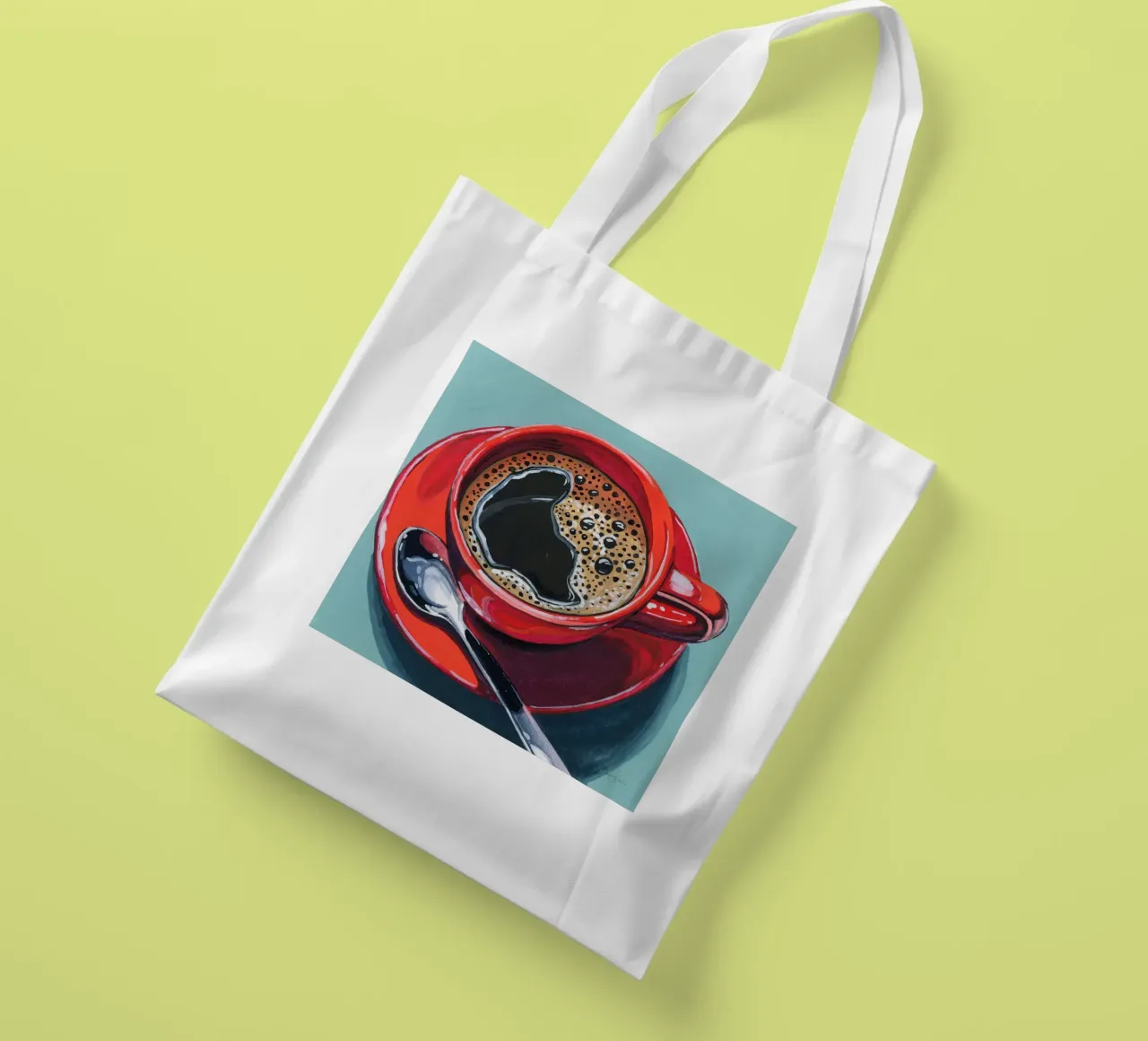 Tazza rossa di espresso borsa in juta da John Boss