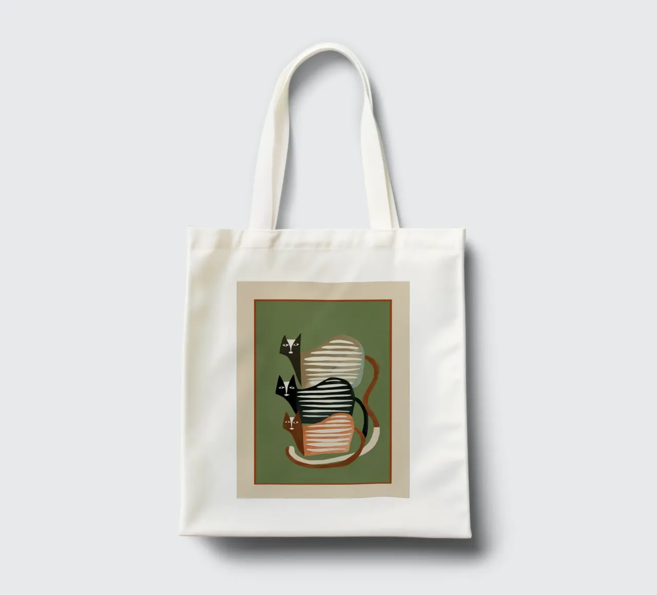 Stacked Abstract Cats II borsa in juta da cityart
