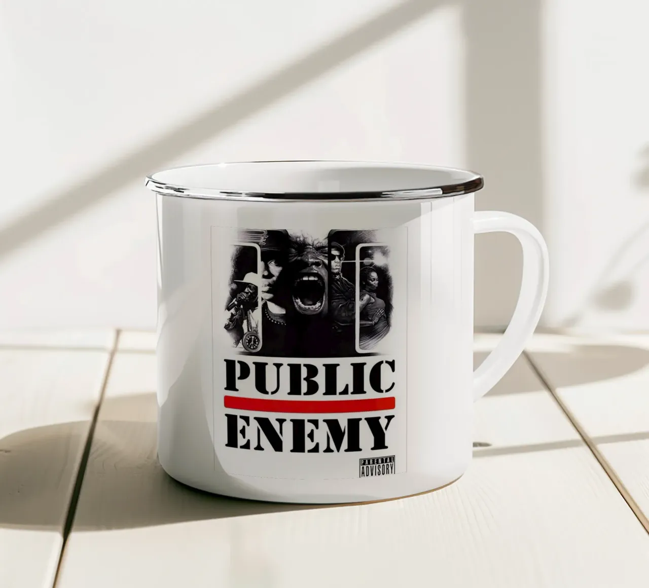 Silhouette - Nemico Pubblico Hiphop tazza in smalto da https://www.juniqe.com/uk/shop/Henndraws