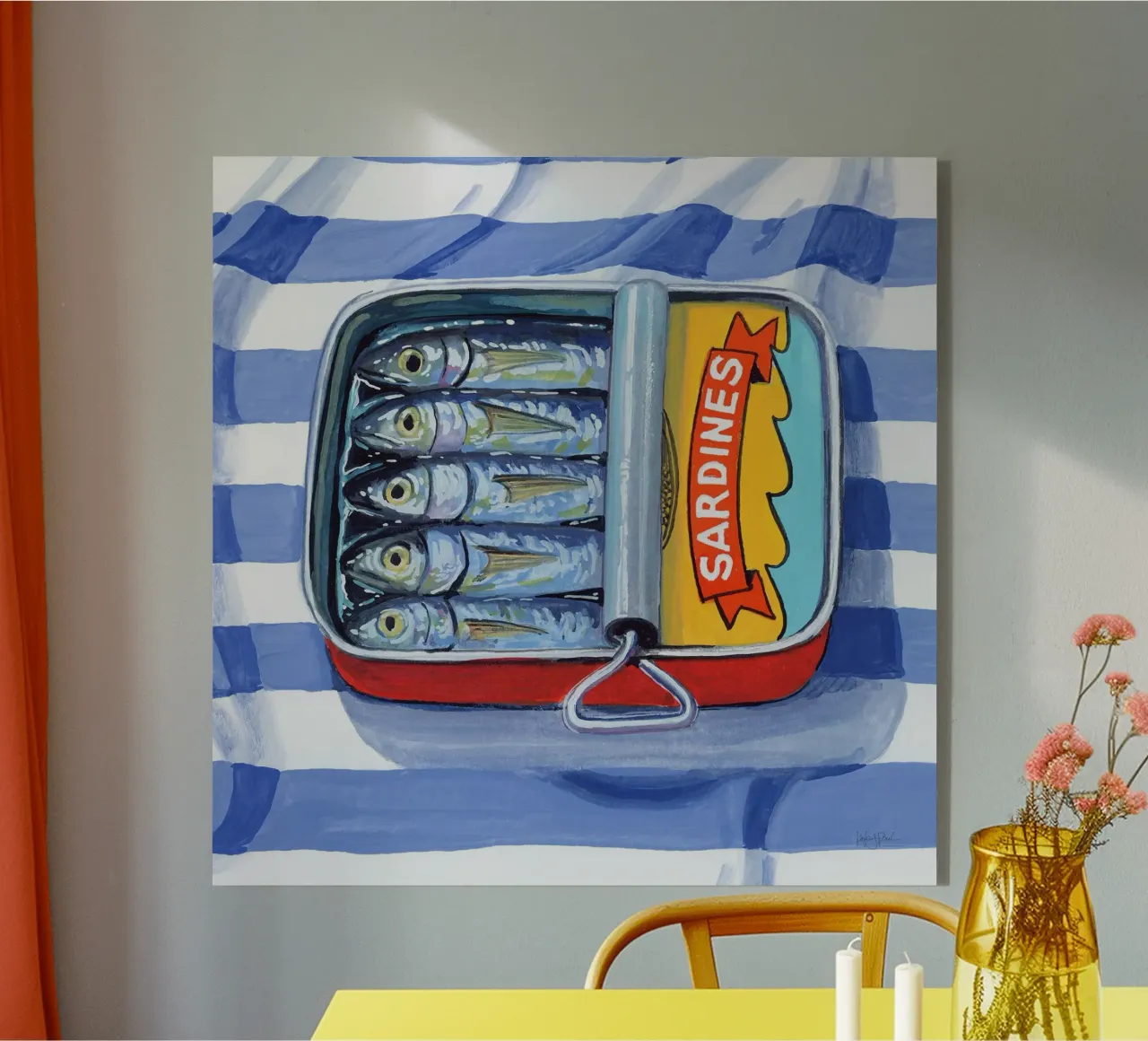 Sarde su tessuto a righe plexiglass da John Boss