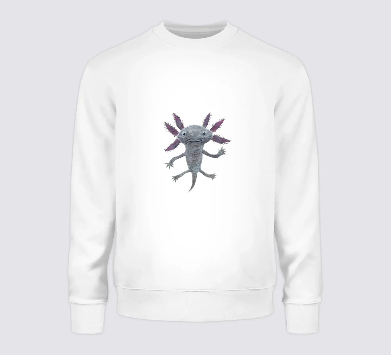 Disegno a matita colorata di un simpatico axolotl felpa da BwiseLizzy