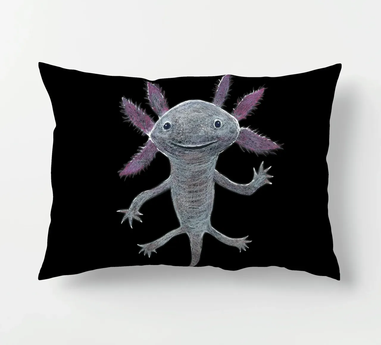 Disegno a matita colorata di un simpatico axolotl cuscino da BwiseLizzy
